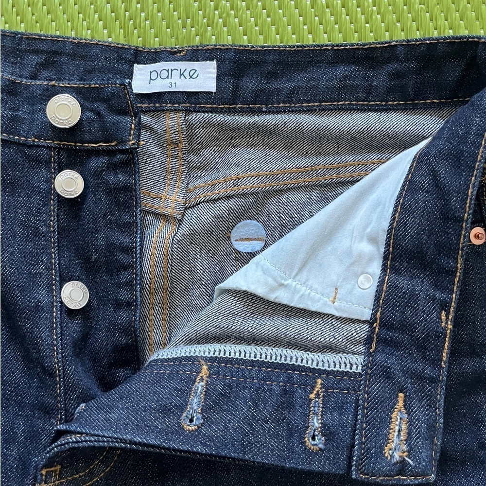 Parke High Waisted 90's Straight Leg Jeans Size 31 Dark Wash 100% Organic Cotton - Picture 6 of 12